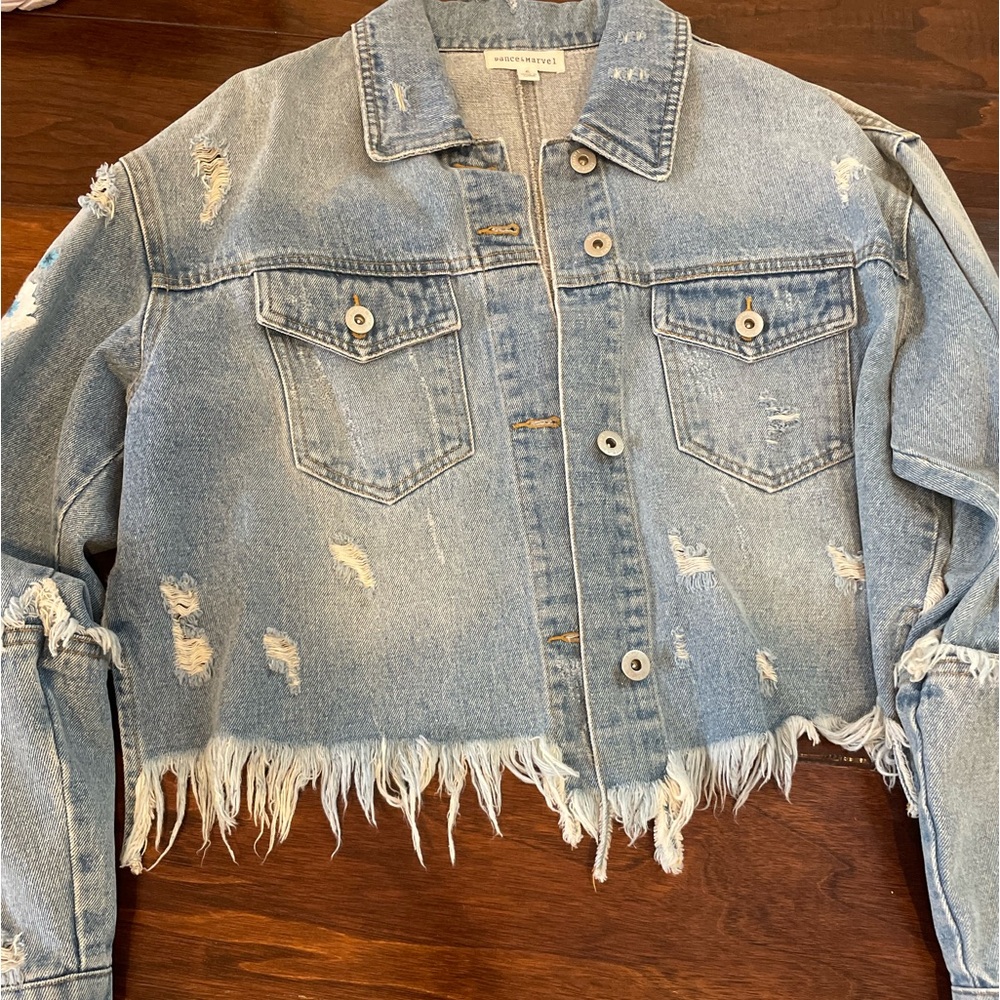 Floral Cropped Jean Jacket